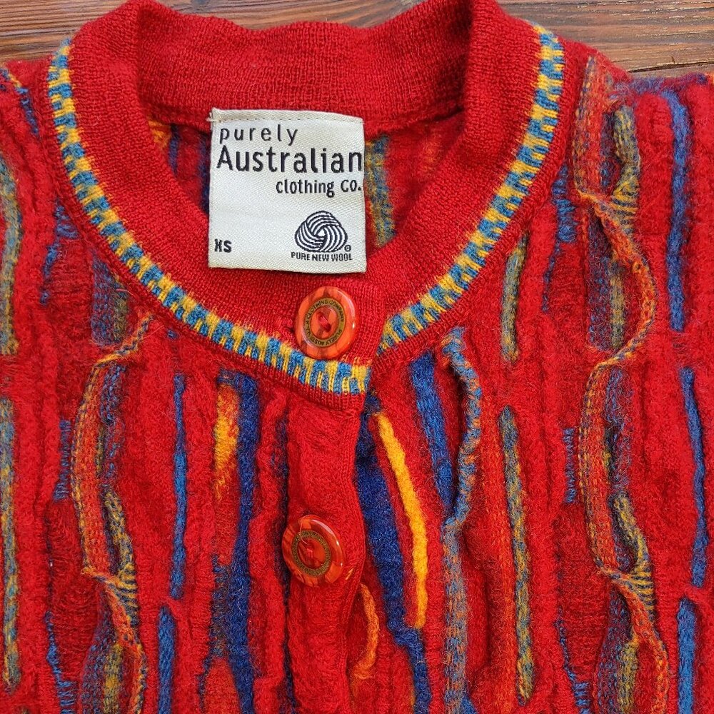 Vintage Purely Australian Clothing Co Cardigan Sweater 3D Geo Multicolor Size XS - Picture 5 of 9